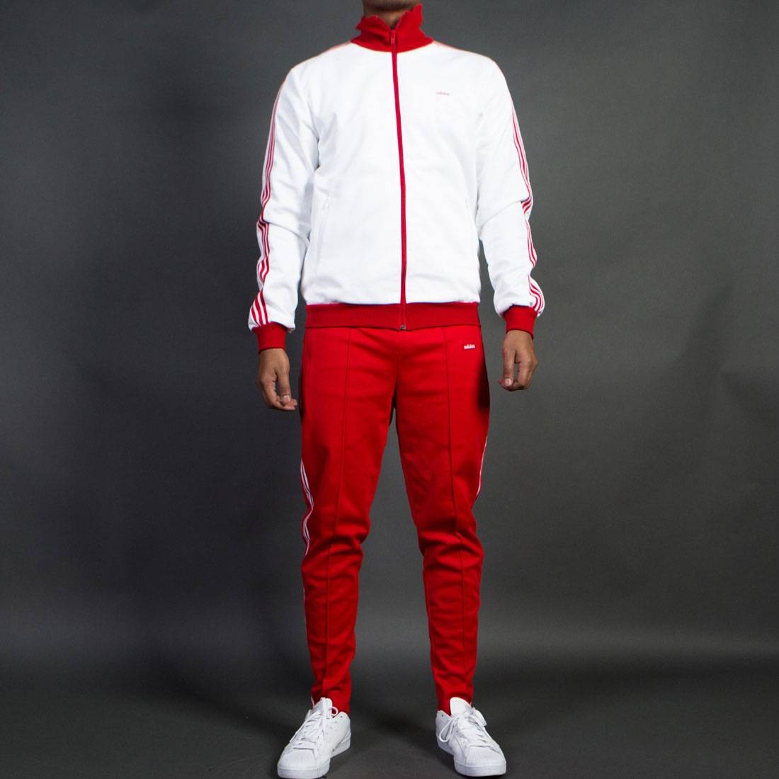 all red adidas tracksuit